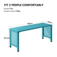 thumbnail image 5 of Ktaxon 39.3in Outdoor Metal Backless Bench, Slatted Seat, Weatherproof, Patio Garden Blue, 5 of 8