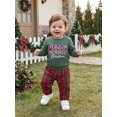 thumbnail image 3 of Toddler Baby Boy Christmas Outfit Long Sleeve Letter Embroidery Sweatshirt Gingham Plaid Pants Set Fall Winter 2Pcs Smocked Clothes, 3 of 9