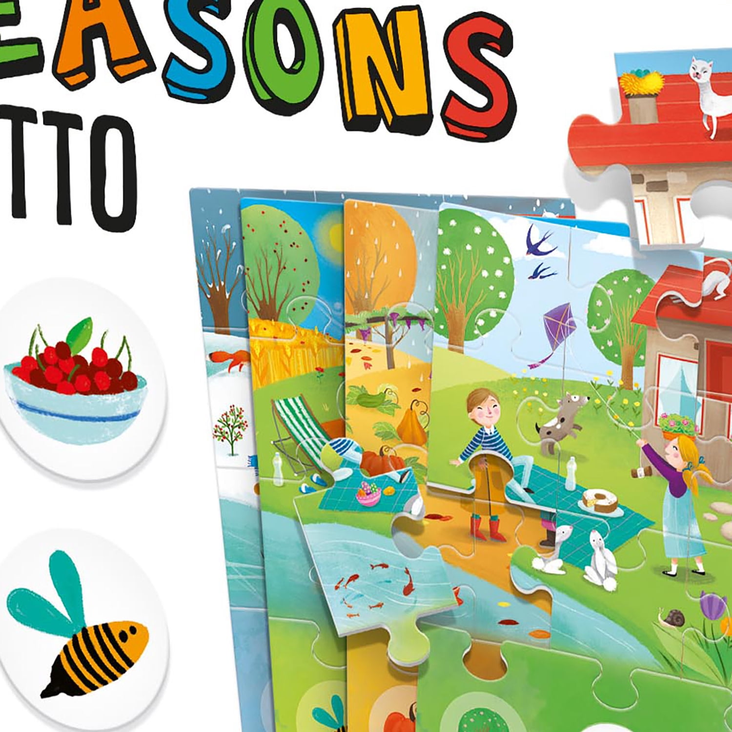 Headu: 4 Seasons Lotto - Matching Location Puzzle Game, Changing Weather Nature Scenes, Object Tile Pairing, Classification Recognition Play, Kids 3-6