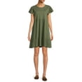 thumbnail image 4 of Time and Tru Women's Short Sleeve Tiered Knit Dress with Pockets, 4 of 5
