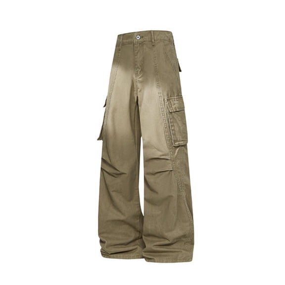 Ashyfjp Cargo Pants for Men Casual Solid Color Straight Leg Long Pants Trendy Versatile Work Pants for Streetwear, Size S-5XL