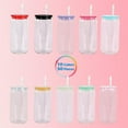 thumbnail image 3 of 16oz Plastic Mason Jars, 50Pack Clear Mason Drinking Acrylic Cups with Colored Lids, Plastic Straws Iced Coffee Cups Unbreakable Tumblers, 3 of 8