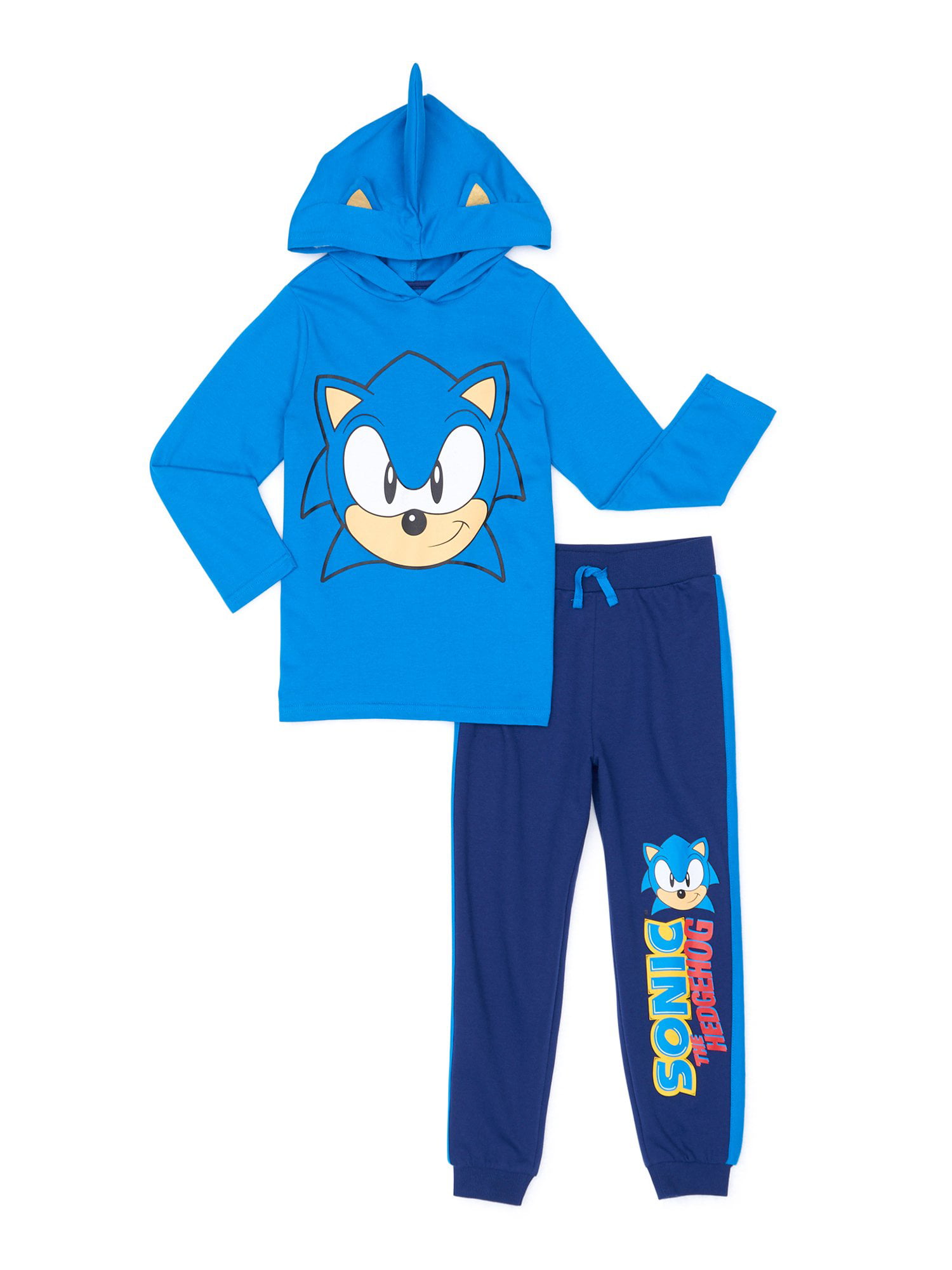 Boys 4-20 T-shirt 3-piece Athleisure Outfit Bundle Set SEGA boys Sonic the Hedgehog Graphic Hoodie & Jogger Sweatpant 