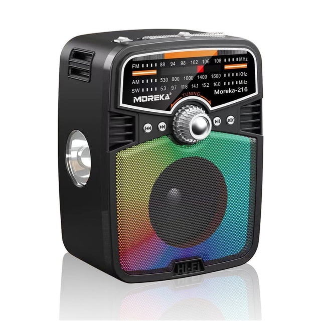 Bocina Radio FM - AM Moreka 216, Bluetooth, TF Card, Lampara, USB