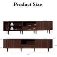 thumbnail image 3 of 86.6" Fluted TV Stand with Power Outlet for TVs up to 90", TV Console with Adjustable Shelves and Sliding Door,Mid Century Modern Entertainment Center for Living Room,Bedroom (Walnut), 3 of 9
