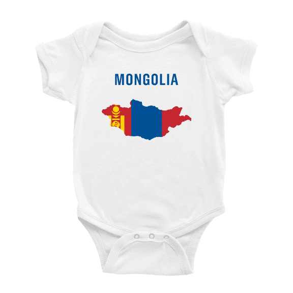 Mongolia Map Flag Cute Baby One-pieces (White, 3-6 Months)