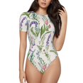 thumbnail image 2 of Picia Wisteria Flower Womens One Piece Swimsuits Modest Tummy Control Bathing Suits Lace Up Slimming Swim Suit-X-Large, 2 of 9