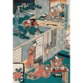 thumbnail image 2 of Utagawa Kunisada (Toyokuni III) 18x24 Black Ornate Framed Double Matted Museum Art Print Titled: Act II; Wakasanosuke Watching Honzo Wipe His Sword After Cutting a Pine Branch; Kon, 2 of 5