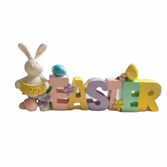 LAMIRO Easter Table Decorations,Easter Table Top Centerpieces,Colorfu Easter Eggs Bunny Tabletop Set Spring Decorations for Home