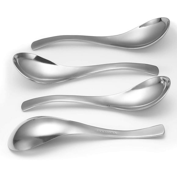 Thick Heavy-Weight Soup Spoons, Stainless Steel Soup Spoons, Table Spoons, Set of 4