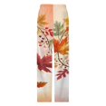 thumbnail image 4 of Thanksgiving Pumpkins Fall Leaves Pajamas Leisure Trousers Soft Warm Sleepwear Bottoms Loose Retro Nightwear, 4 of 6