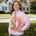 thumbnail image 3 of Uourmeti Doughnut Sloth Youth Girls Sports Sweatshirt Quarter Zip Up Pullover Athletic Top for Basketball Soccer Golf Gym Run Sportswear Size 13-14, 3 of 7