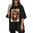 thumbnail image 4 of Plus Size Shirt for Women Oversized Black Tops for Women Short Sleeves Shirt for Women Skull (18) T Shirt Crewneck Shirt for Women M, 4 of 5