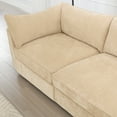 thumbnail image 6 of 2-Seater Sofa with Ottoman & Storage – Chenille Fabric Loveseat with 2 Movable Footrests & Pull-Out Drawers Under Each Seat, Modern Crescent Design for Small Spaces, 6 of 19