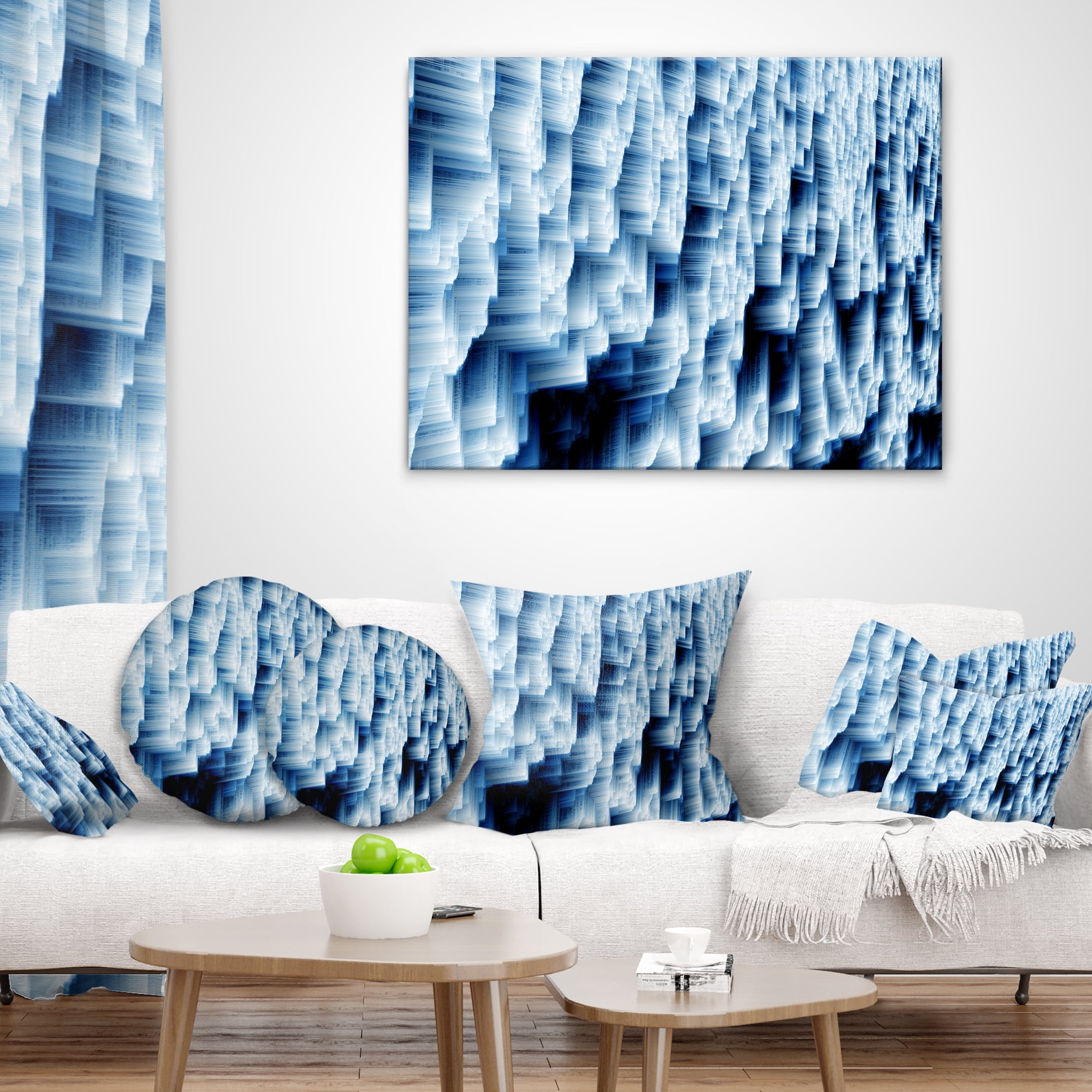 Designart Abstract Blue Ice - Photography Throw Pillow - 12x20