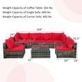 thumbnail image 3 of Costway 7PCS Patio Rattan Furniture Set Sectional Sofa Garden Red Cushion, 3 of 11