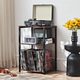 thumbnail image 3 of Record Player Stand with Storage, Large Record Player Table,Vinyl Record Storage Cabinet, Record Player Table, Walnut, 3 of 7