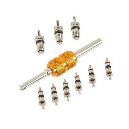 

9pcs Air Conditioning Valve Cores+1pc Remover Tool A/C System Repair Kit