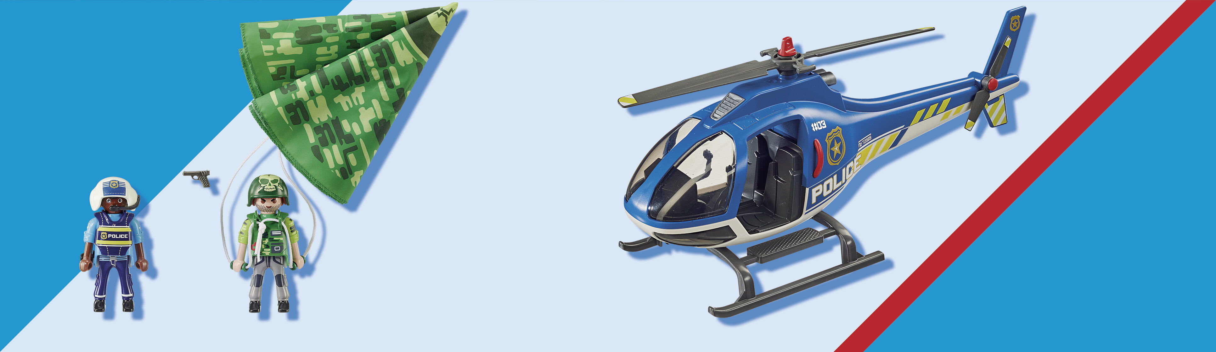 Playmobil 70569 Hélicoptère de Police et Parachutiste - City