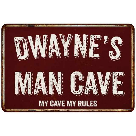 DWAYNE'S Man Cave Red Grunge Sign Metal 8x12 Decor 208120003270