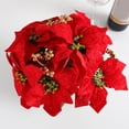 thumbnail image 6 of Potted Red Christmas Plant Artificial Poinsettia in Pot with Pinecones Tabletop Centerpiece Home Office Decor, 6 of 9