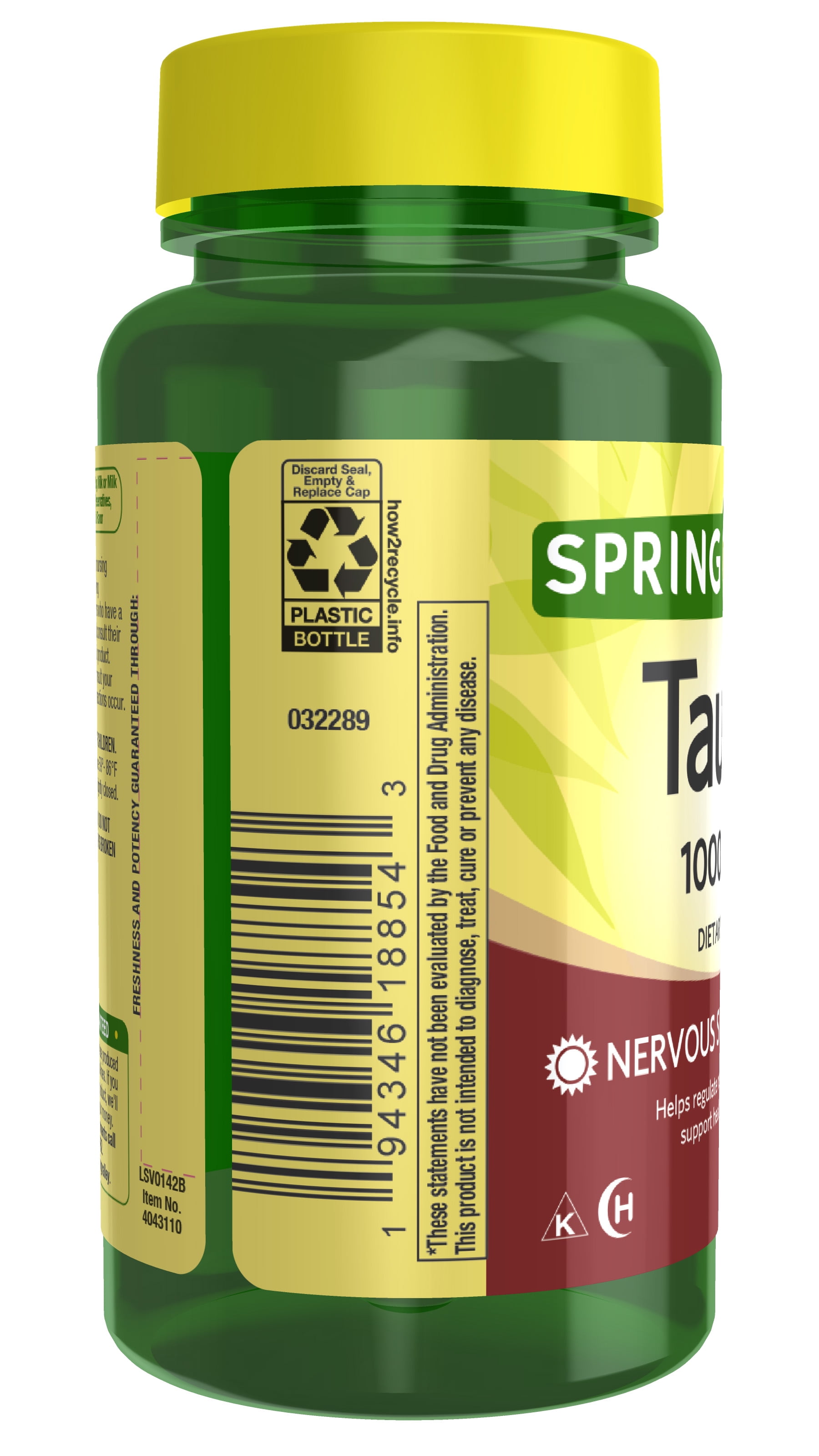 Spring Valley™ Taurine 1,000 mg, Double Strength, 60 Vegetarian Capsules