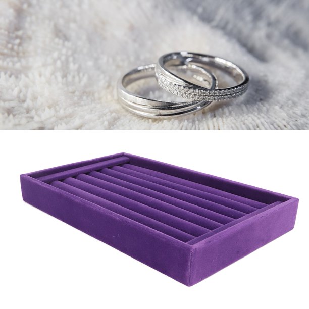 Caja Para Guardar Joyas, Resistente A Los Arañazos, Práctica Bandeja Multifuncional Para Almacenamiento De Anillos, 7 Ranuras, Gran Espacio, Terciopelo Suave, Apilable Para