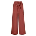 thumbnail image 4 of Pants For Women Trendy Spring High Waisted Self Tie Belted Straight Long With Pockets Versatile Practical Comfortable Breathable Gathering Vacation Outdoor Activities Trousers, 4 of 7