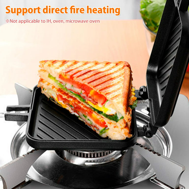 Toasted Sandwich Maker, Non Stick Double Sided Frying Pan Aluminum Alloy  Grilled Cheese Panini Maker with Heat-Resistant Handles for Home Breakfast