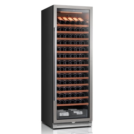 Ca'Lefort 24 inch Refrigerator 166 Bottle Wine Fridge Freestanding/Built-In with Inverter Compressor and Auto Lighting for Home, Bar & Office