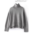 thumbnail image 3 of Suéter de cachemira 100% pura para mujer, suéter de cuello alto grueso, suéter de punto suelto, nuevo otoño e invierno, 3 of 5