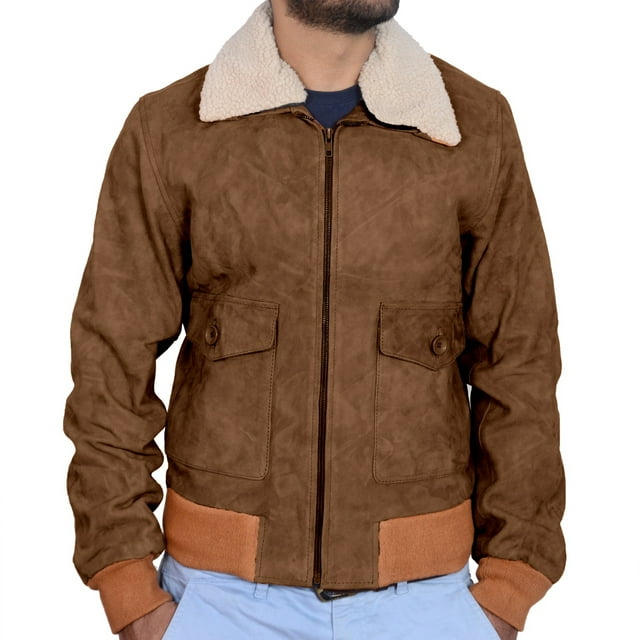 Classyak Vestes en Cuir à la Mode pour Hommes Style Bomber Col Fourreau