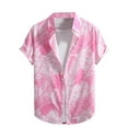 thumbnail image 2 of Zylanna Men's Hawaiian Shirts, Turndown Collar Quickly Dry Short Sleeve Casual Summer Beach Button Down Shirts Pink Size XL, 2 of 7