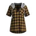thumbnail image 6 of Setooff Womens Short Sleeve Tops, Hooded Buffalo Plaid Open Shirt, Pocket Loose Plus Size Blouses Casual Outerwear, 6 of 6
