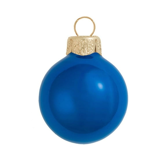 40ct Pearl Cobalt Blue Glass Ball Christmas Ornaments 1.5" (40mm)