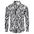thumbnail image 3 of BUWTTER Men's Shirts Button Down Casual Long Sleeve with Animal Print Stripe Pattern Fall Comfortable White Shirt L, 3 of 4