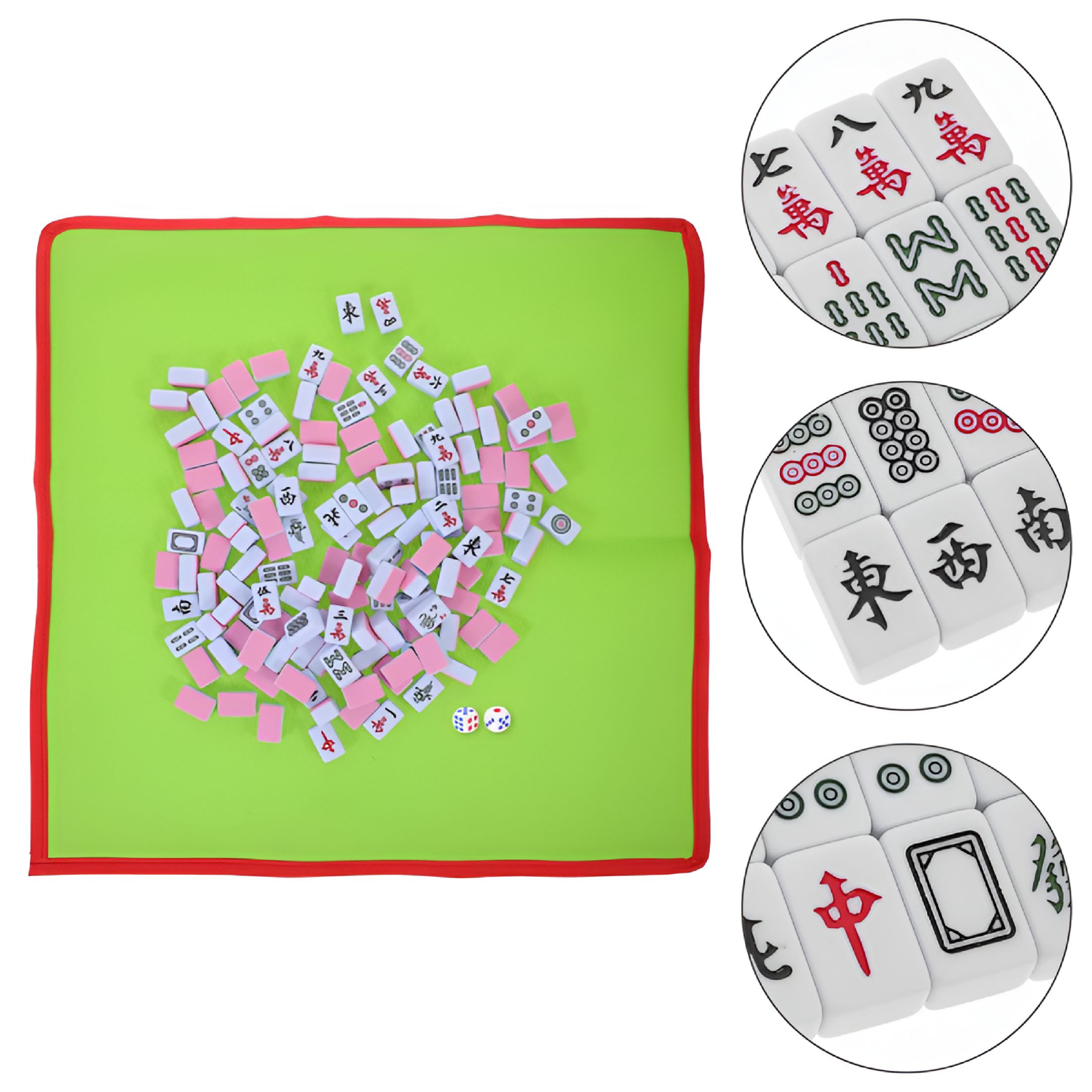 BESTSKY Mini Mahjong Set Pink PVC 1 Set Lightweight Family Gatherings Gamers