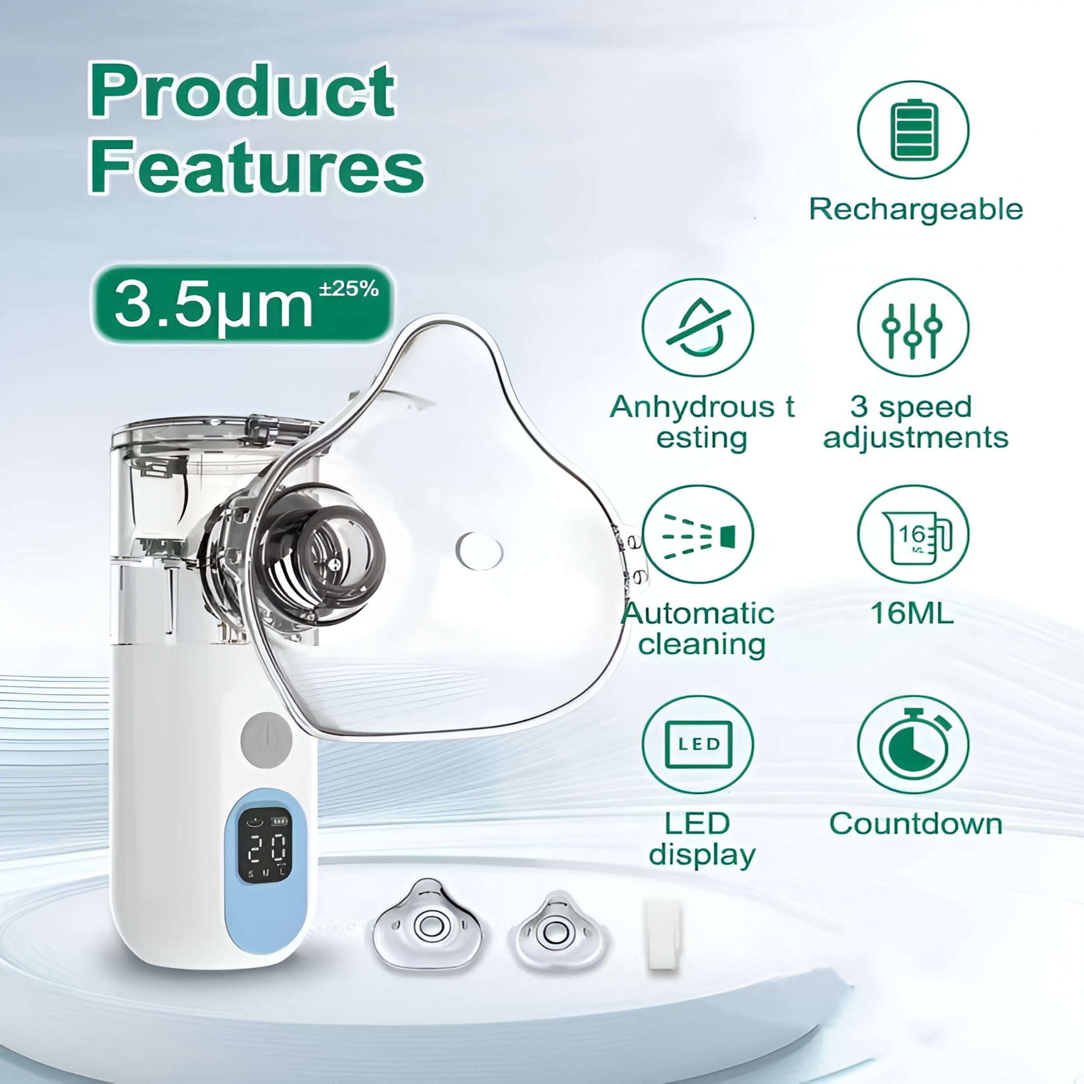 HIBIBUD Portable Humidifier Machine with LCD Display,3 Modes portable humidifiers for travel