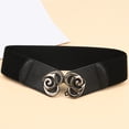 thumbnail image 2 of Helii Women Belt Fashion Atmosphere Wide Elastic Waist Belt Fashion Gold Buckle Stretchy Waistband for Dresses, 2 of 8