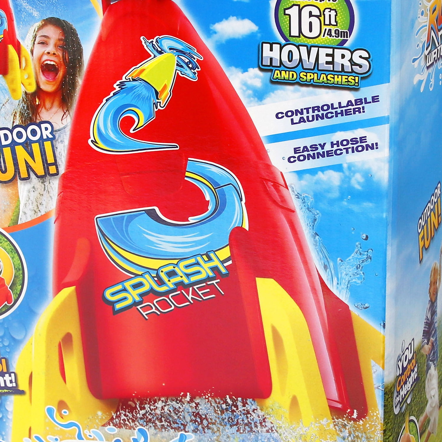Lanard: Water-Powered Splash Rocket Sprinkler - Hovers & Sprays Water, Controllable Launcher, Flies Up To 16 ft, Hose Attaching, Outdoor Toy, Kids 5+