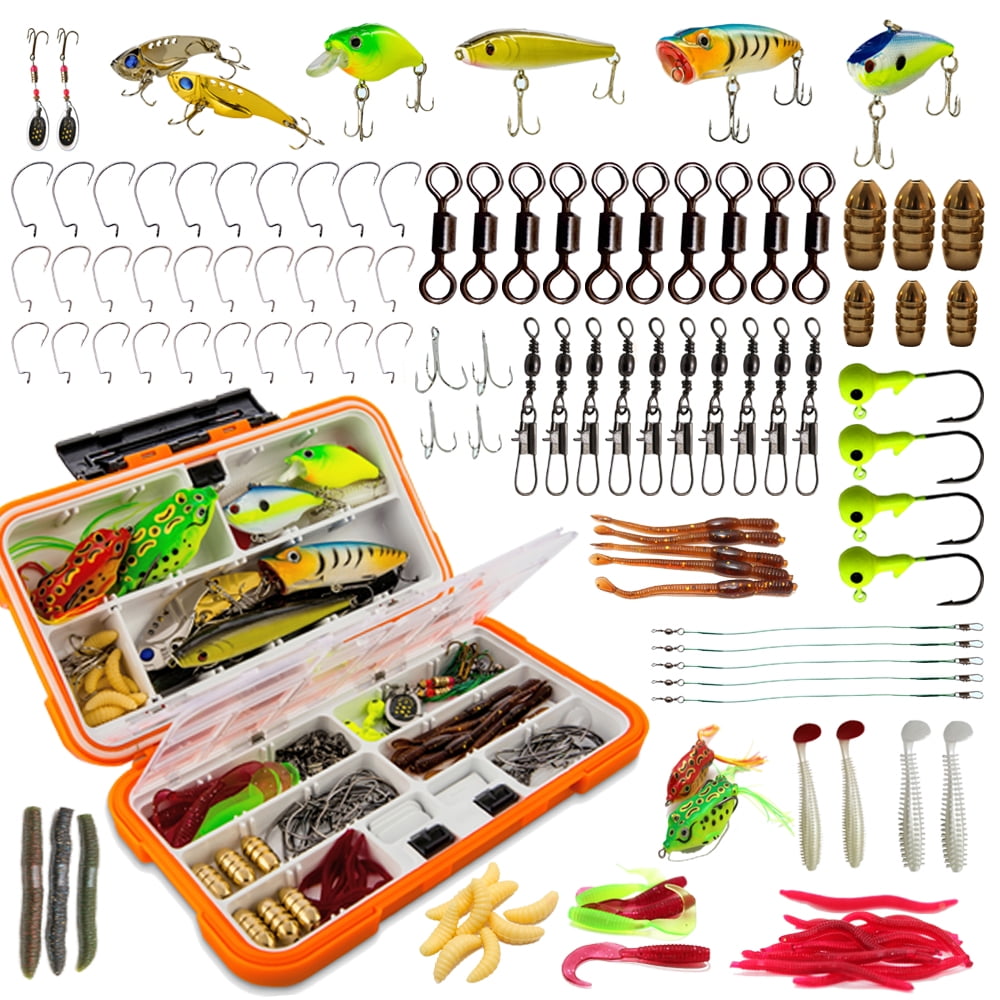 Catchmeister Fishing Lures Baits Tackle Box and Lure Kit 117 Pieces -  Walmart.com