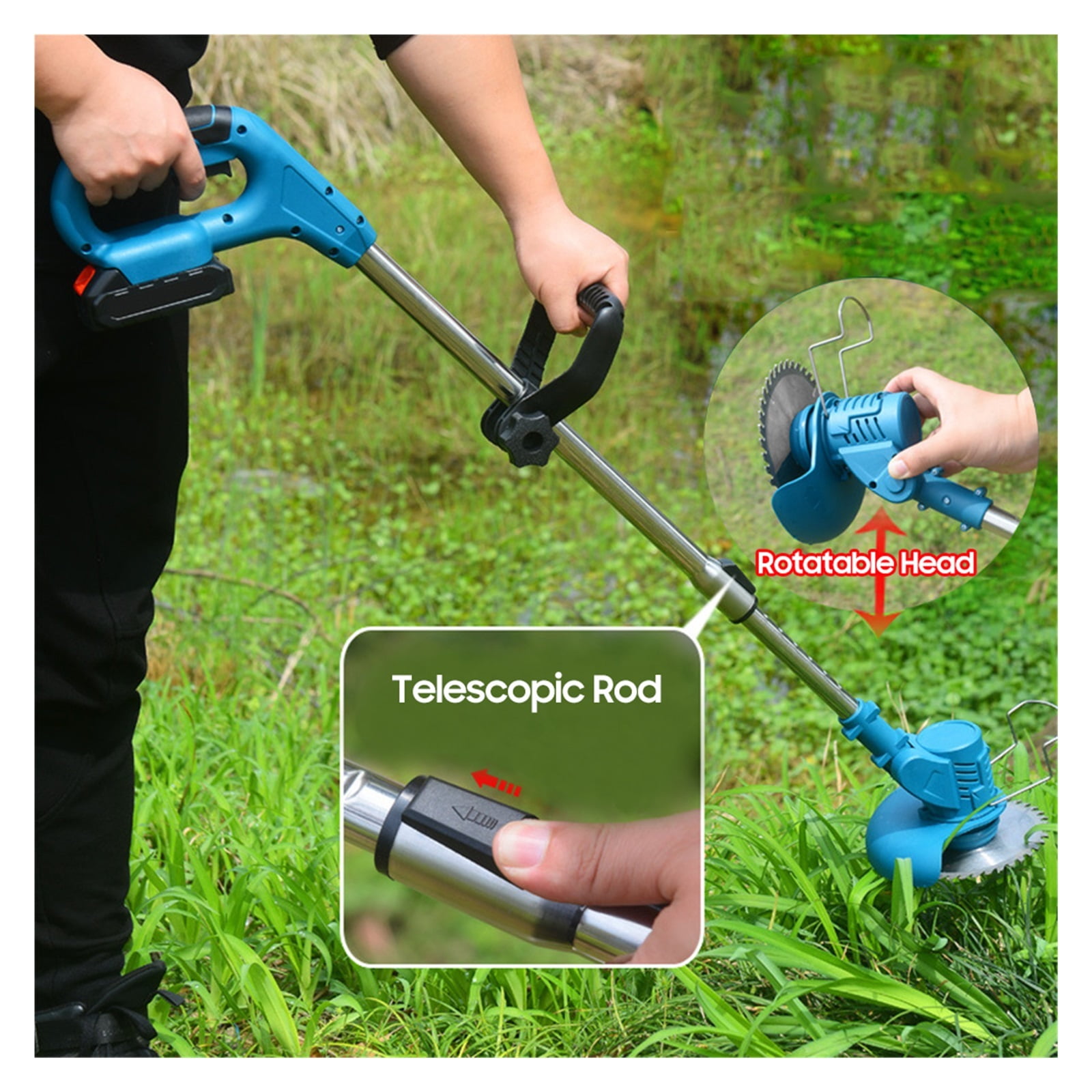 21V Retractable Handheld Cordless Lawn Mower Electric Lawn Mower 1500mAh Battery Multifunctional Power Trimmer Garden Tools ,2 IN 1 Trimmer & Edger