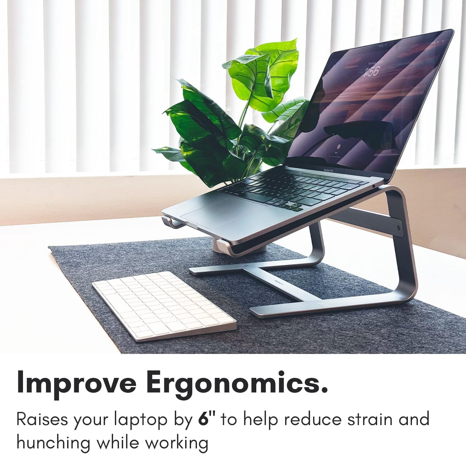 Aluminum Laptop Stand for Desk - Works with All MacBook/Pro/Air & Laptops Between 10” to 17.3” - Sleek and Sturdy Laptop Riser - (ASTANDSG), Space Gray