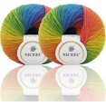thumbnail image 1 of wqlpp-2 Skeins Soft Rainbow Yarn 100% Wool Gradient Multi Color Yarn For Crocheting Knit Total Length 180m×2(196yds×2,50g×2)-11#, 1 of 4