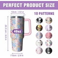 thumbnail image 4 of 40 oz Tumbler with Handle and Straw Stainless Steel Boho Flower Water Bottle Double Wall Vacuum Reusable Stainless Steel Travel Mug Gothic Hot or Cold cup Gift for Woman, 4 of 6