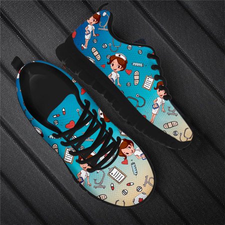 

White Cute Nurse Sneakers Womans Premium Sketch Physio Pattern Flats Shoes Women Spring/Autumn Ladies Loafers Shoe