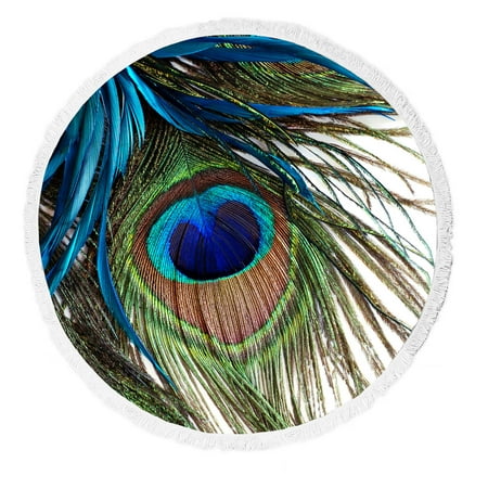 Gckg Peacock Beach Towel Peacock Round Beach Blanket With