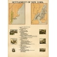 thumbnail image 2 of Vintage Maps 18x24 Black Ornate Wood Framed with Double Matting Museum Art Print Titled - Settlement of New York, 2 of 4