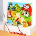 thumbnail image 5 of Infant And Young Children Fishing Toys Rope Puzzle Puzzle Early Education Baby Beaded Toy Farm Animal Transport Puzzle Three-in-one, 5 of 5