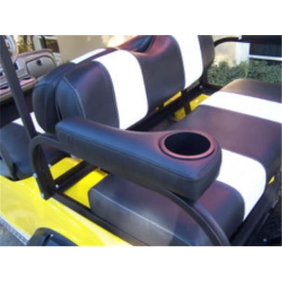 Stenten Golf Cart Accessories Arm Rest Rear - Cushion with Cup Holder - Black Pair